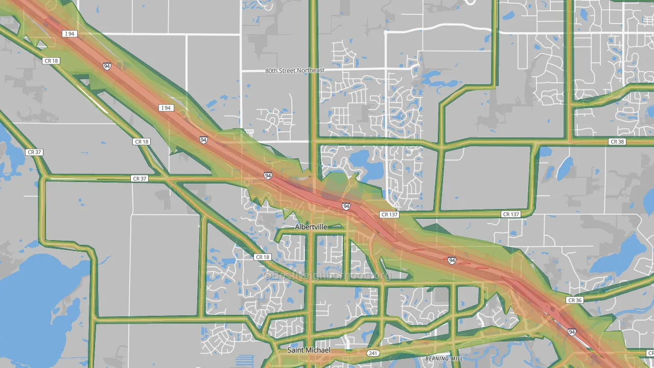 55301, MN Map of Noise Levels in 55301
