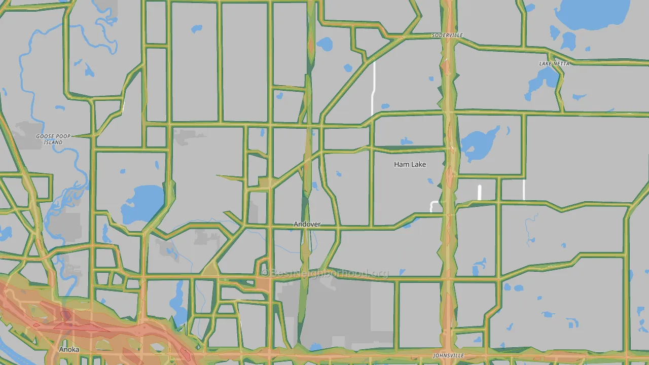 55304, MN Map of Noise Levels in 55304