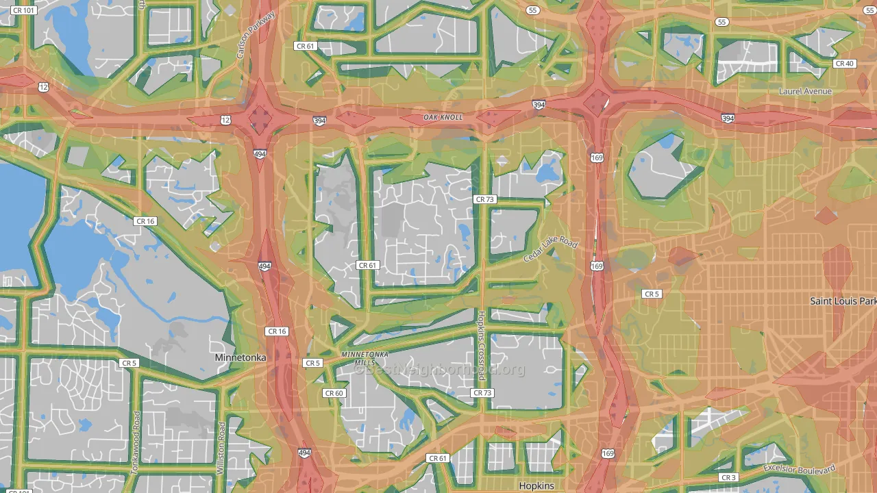 55305, MN Map of Noise Levels in 55305