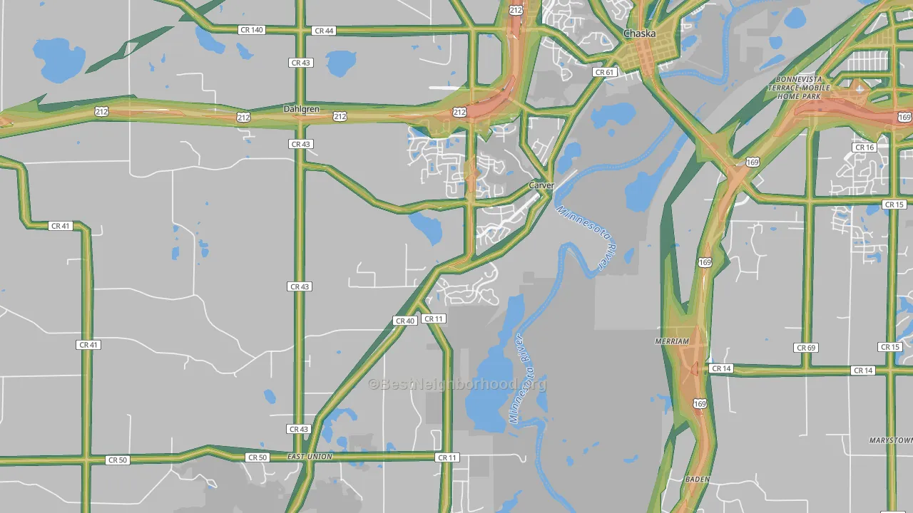 55315, MN Map of Noise Levels in 55315