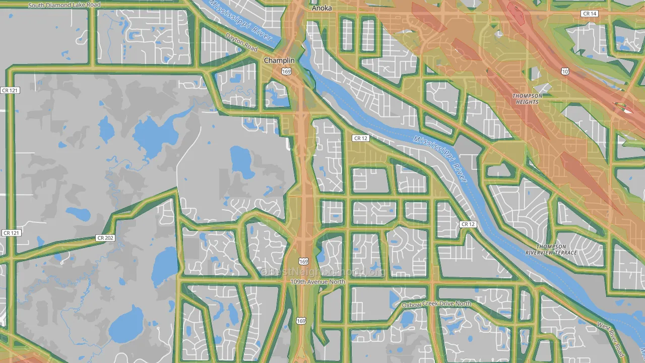 55316, MN Map of Noise Levels in 55316