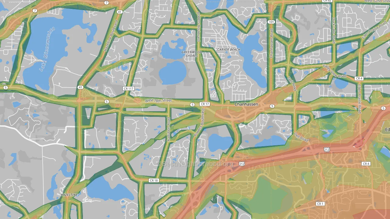 55317, MN Map of Noise Levels in 55317