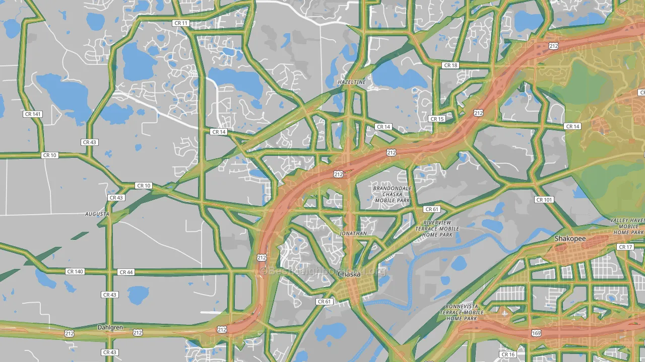 55318, MN Map of Noise Levels in 55318