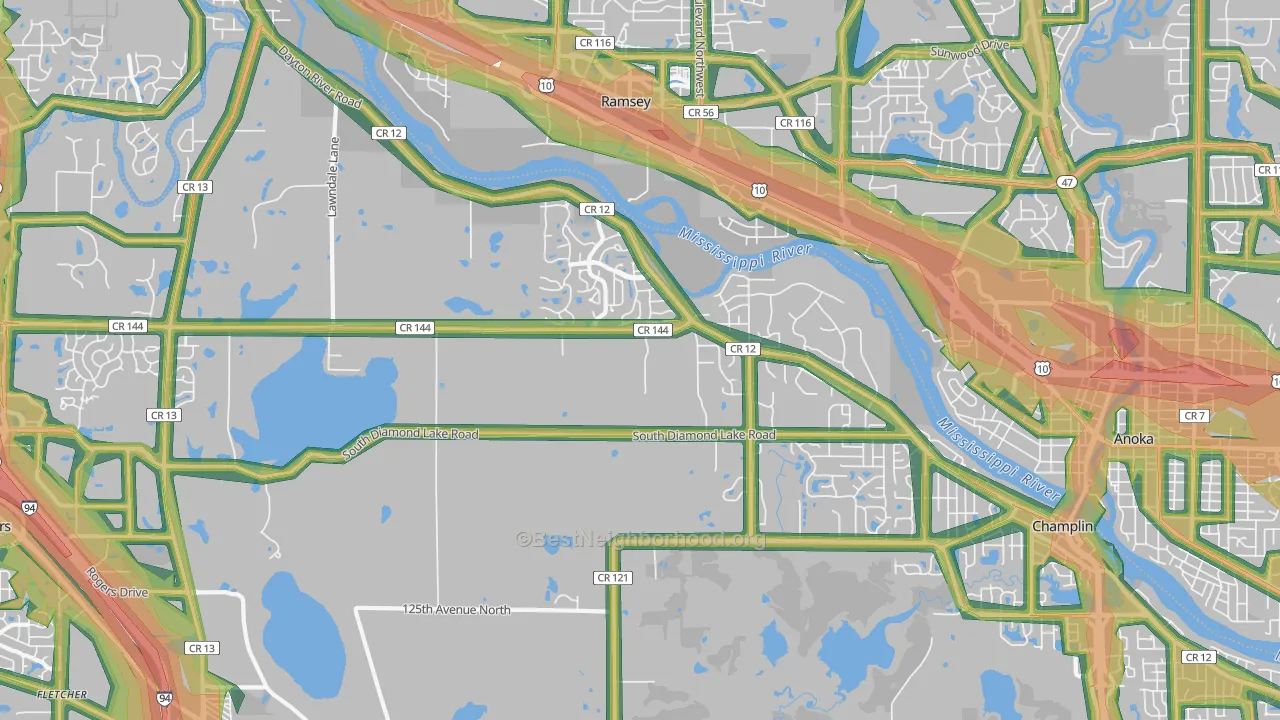 55327, MN Map of Noise Levels in 55327