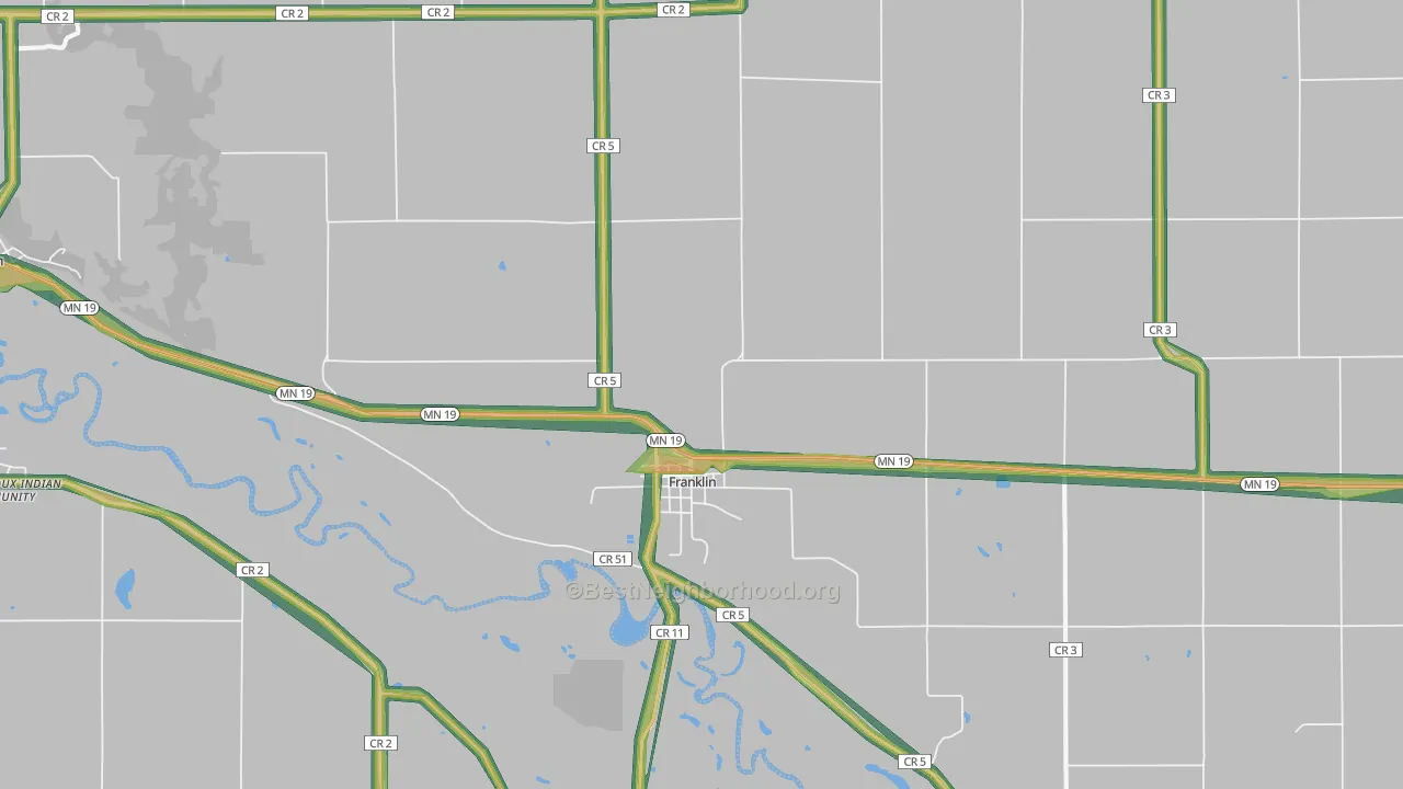55333, MN Map of Noise Levels in 55333