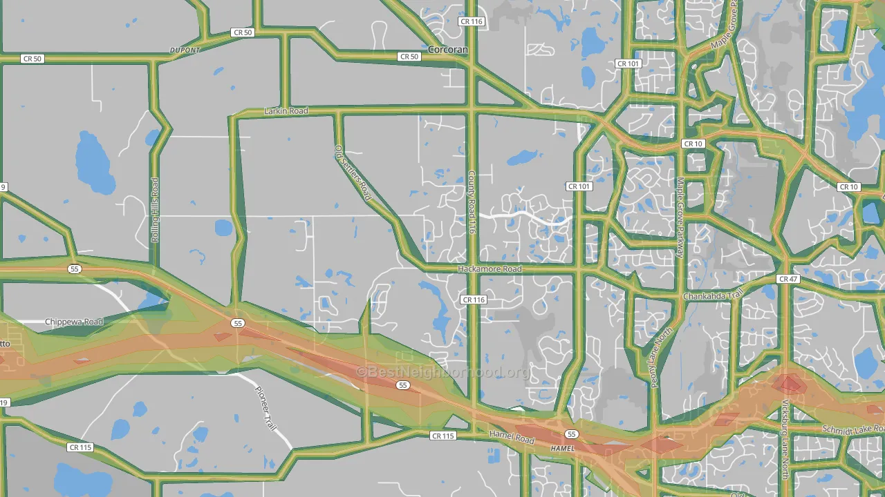 55340, MN Map of Noise Levels in 55340
