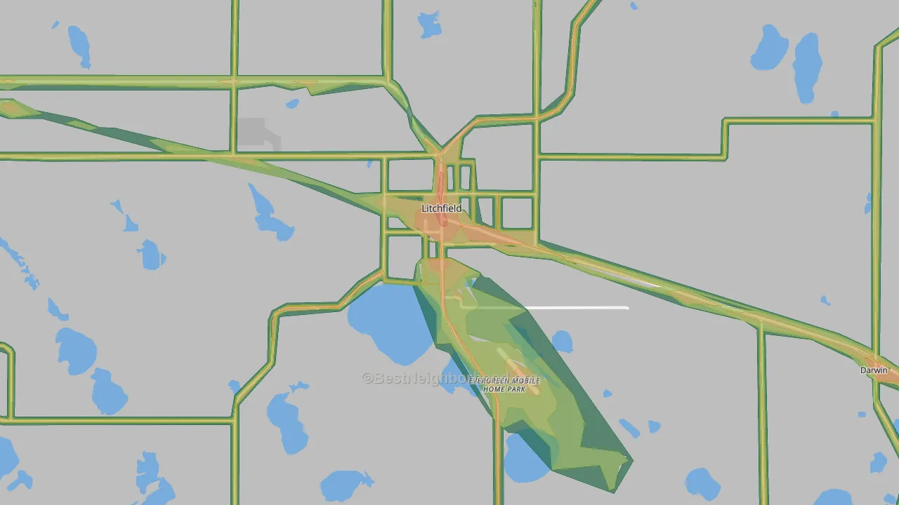 55355, MN Map of Noise Levels in 55355