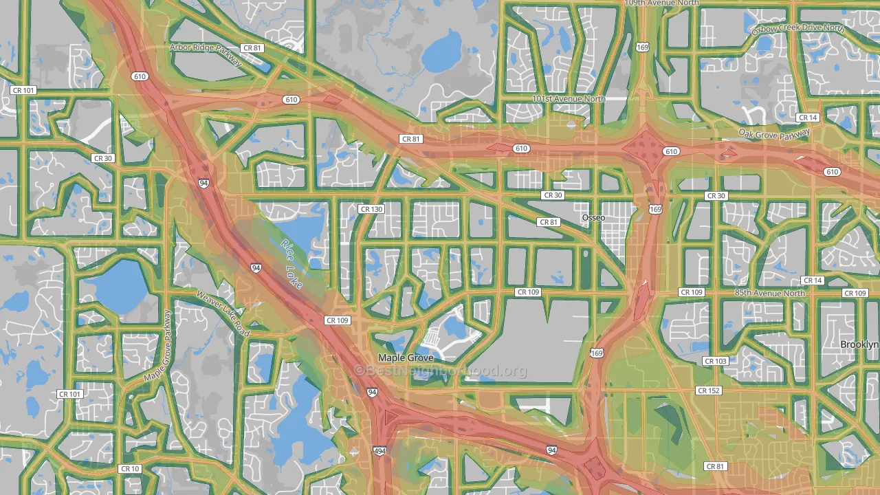55369, MN Map of Noise Levels in 55369