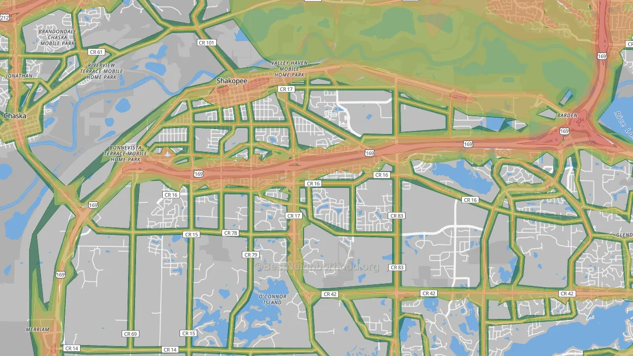 55379, MN Map of Noise Levels in 55379