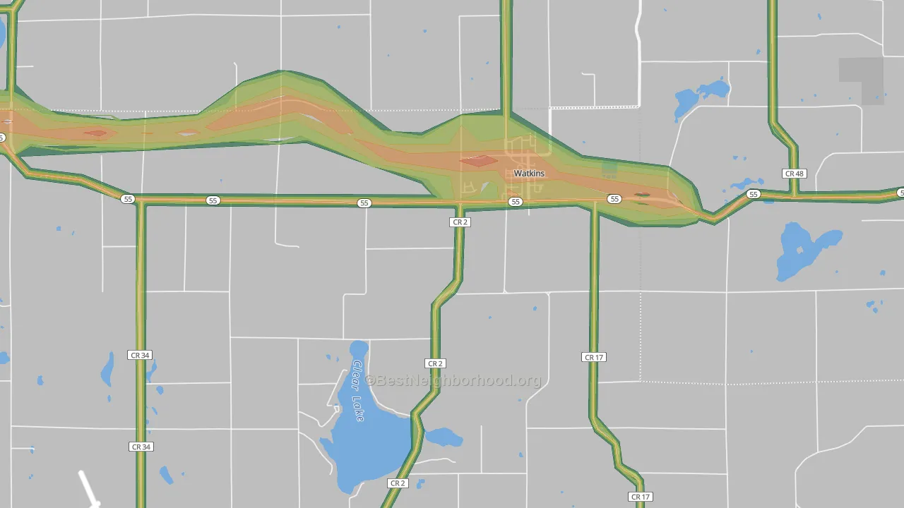 55389, MN Map of Noise Levels in 55389