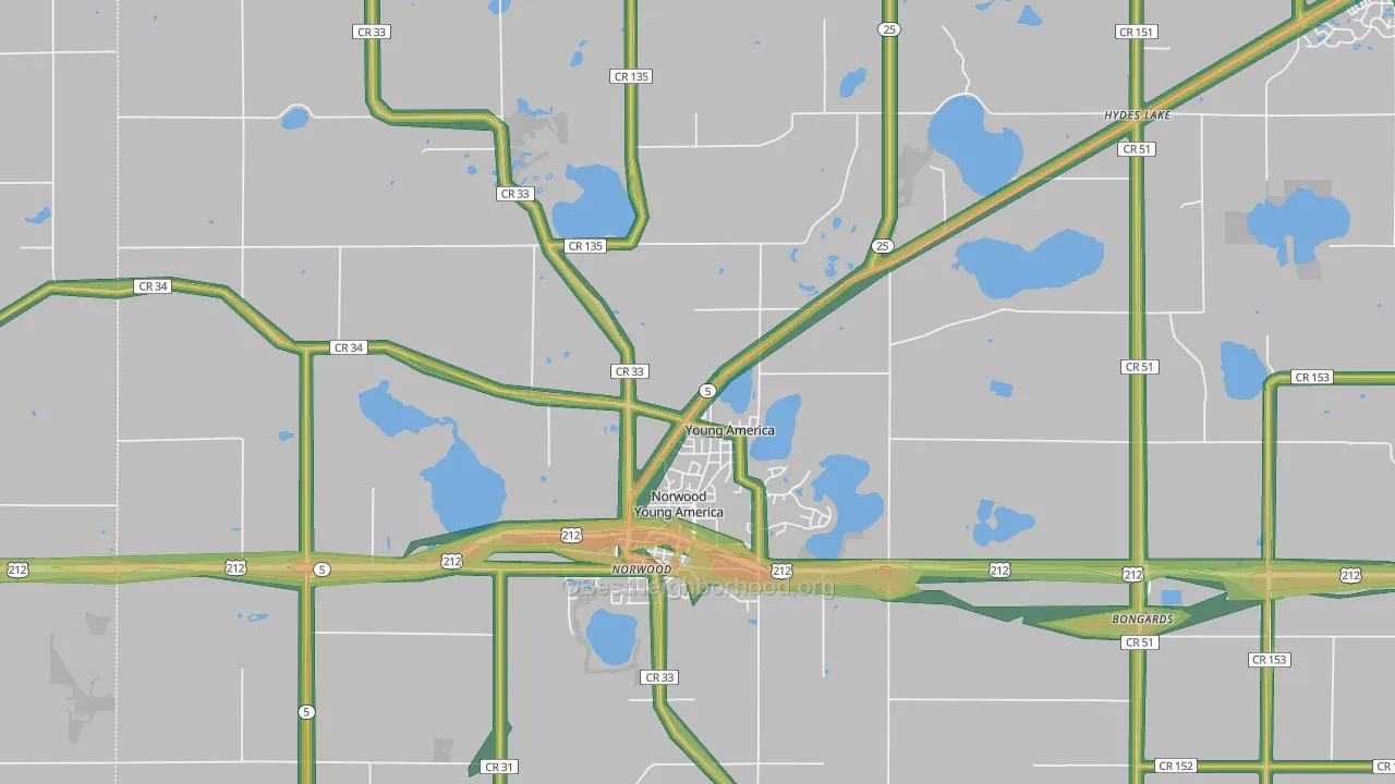 55397, MN Map of Noise Levels in 55397
