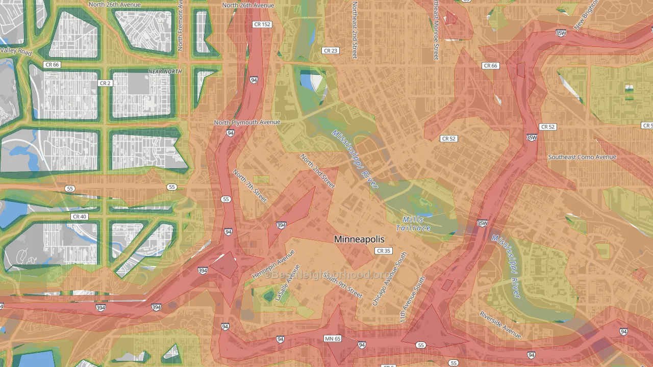 55401, MN Map of Noise Levels in 55401