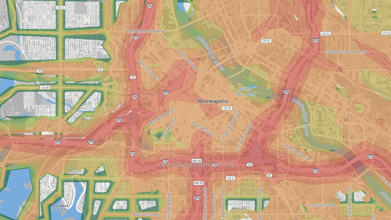 55402, MN Map of Noise Levels in 55402