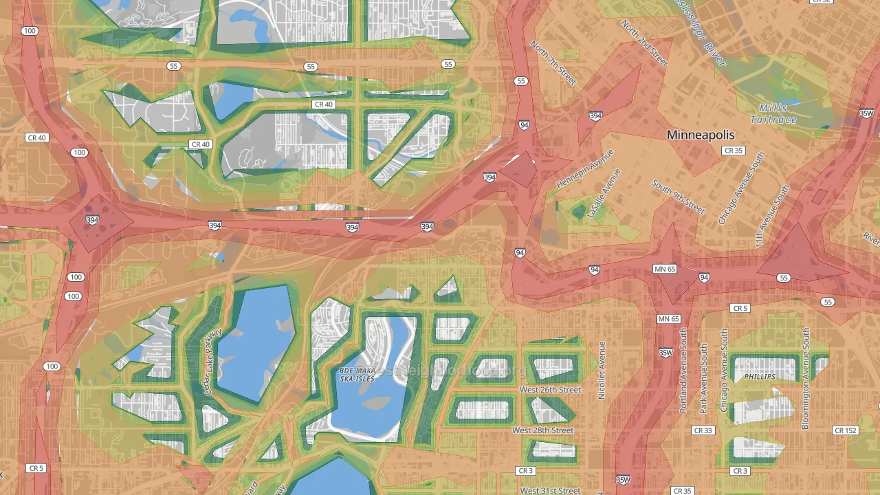 55405, MN Map of Noise Levels in 55405