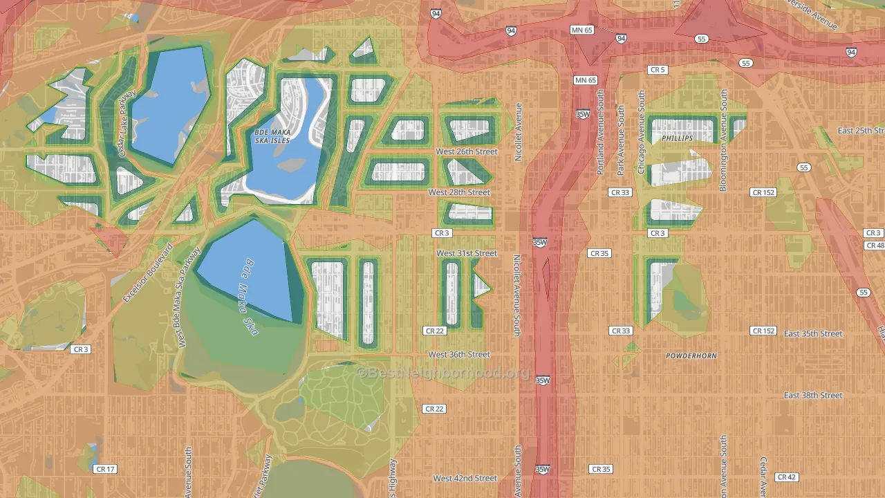 55408, MN Map of Noise Levels in 55408