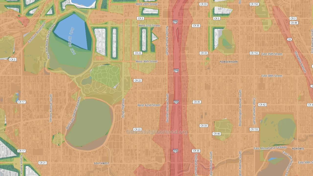 55409, MN Map of Noise Levels in 55409