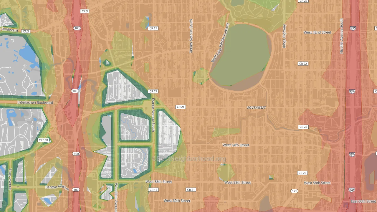 55410, MN Map of Noise Levels in 55410