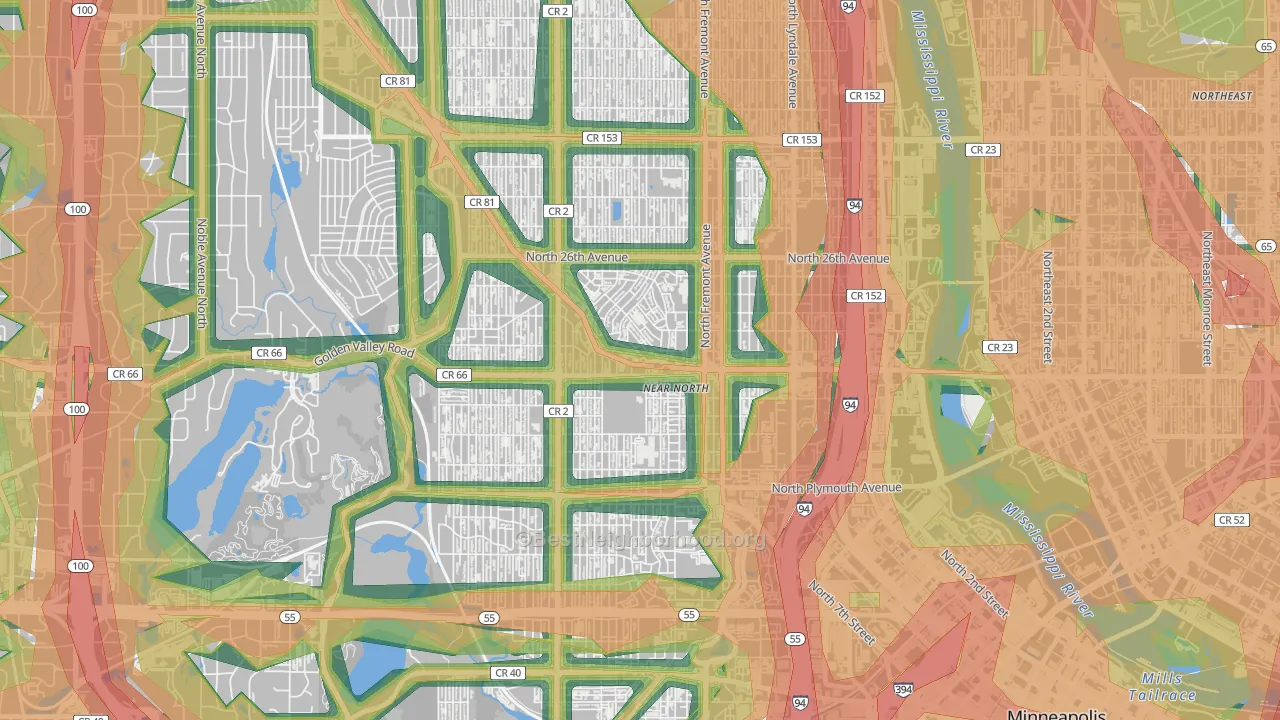 55411, MN Map of Noise Levels in 55411