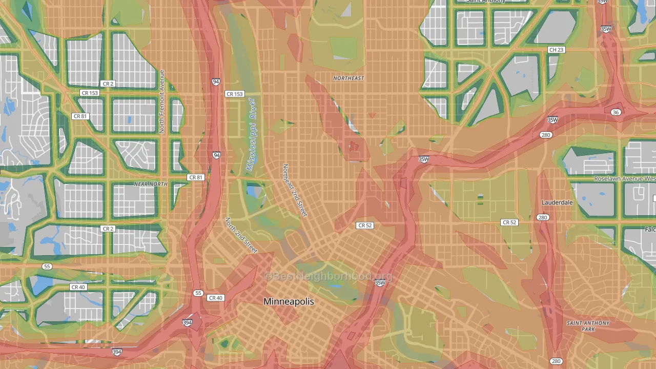 55413, MN Map of Noise Levels in 55413
