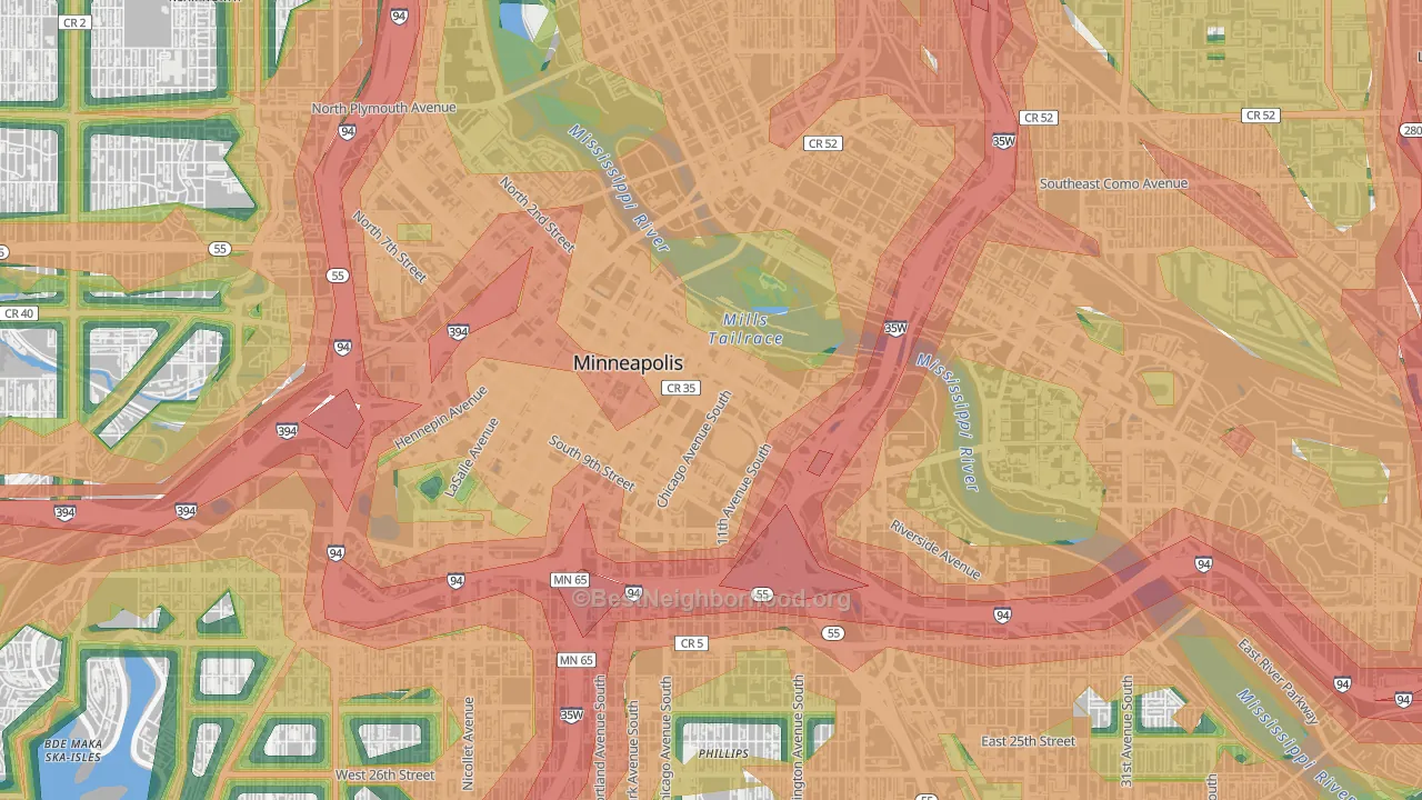55415, MN Map of Noise Levels in 55415