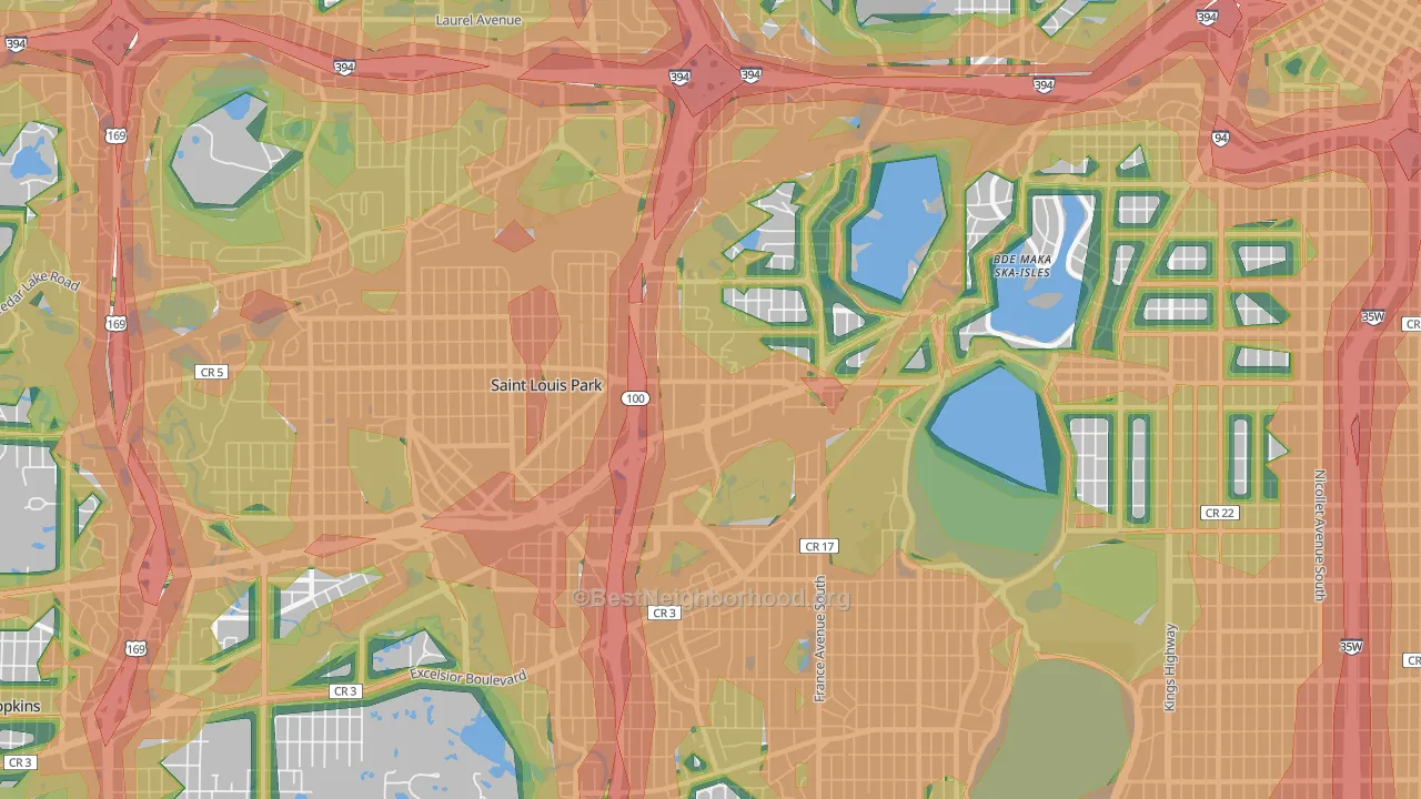 55416, MN Map of Noise Levels in 55416