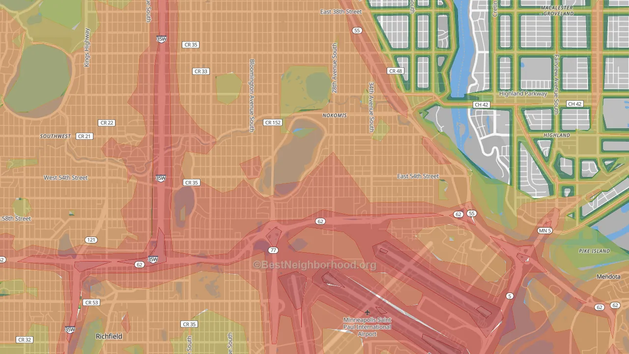 55417, MN Map of Noise Levels in 55417