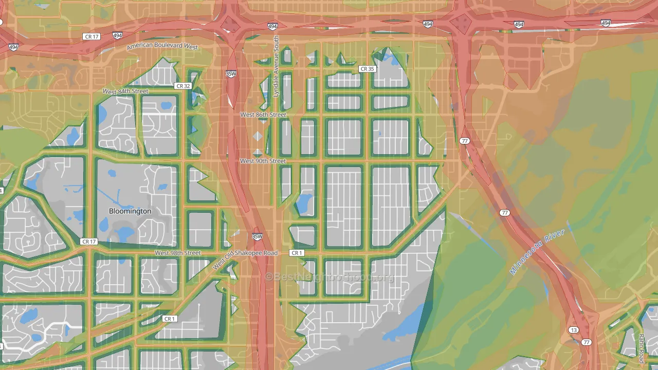 55420, MN Map of Noise Levels in 55420