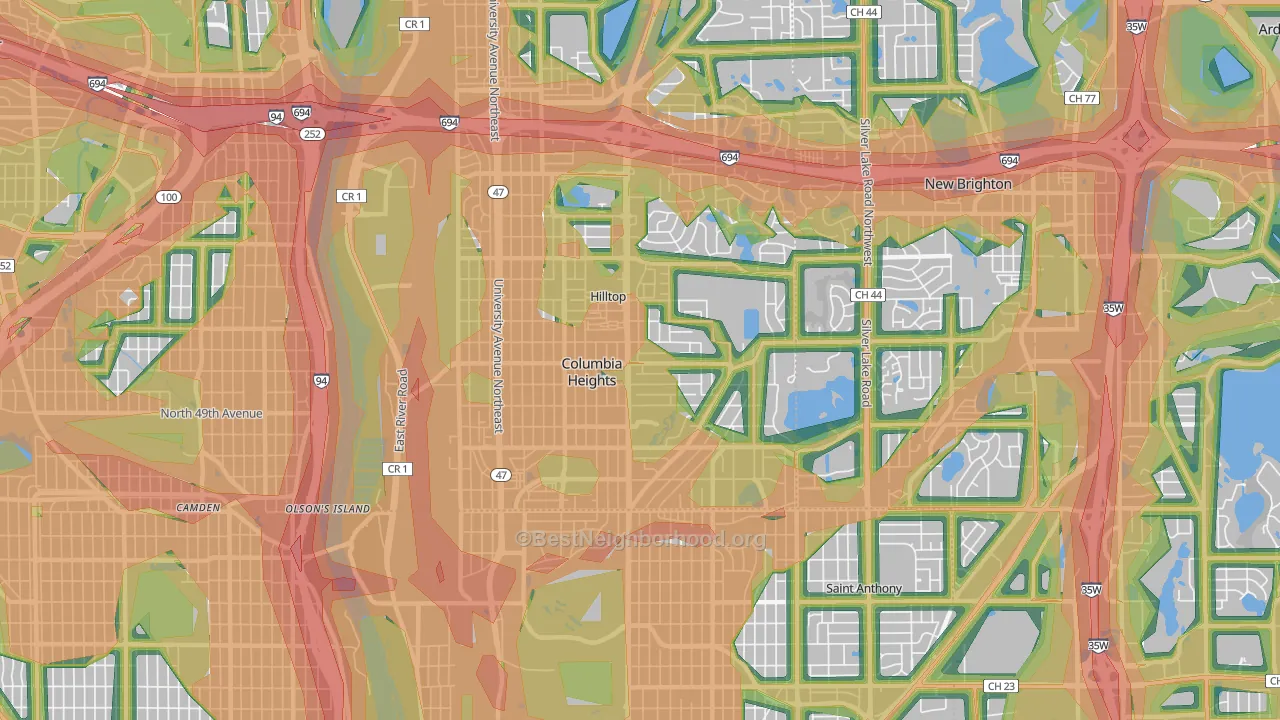 55421, MN Map of Noise Levels in 55421