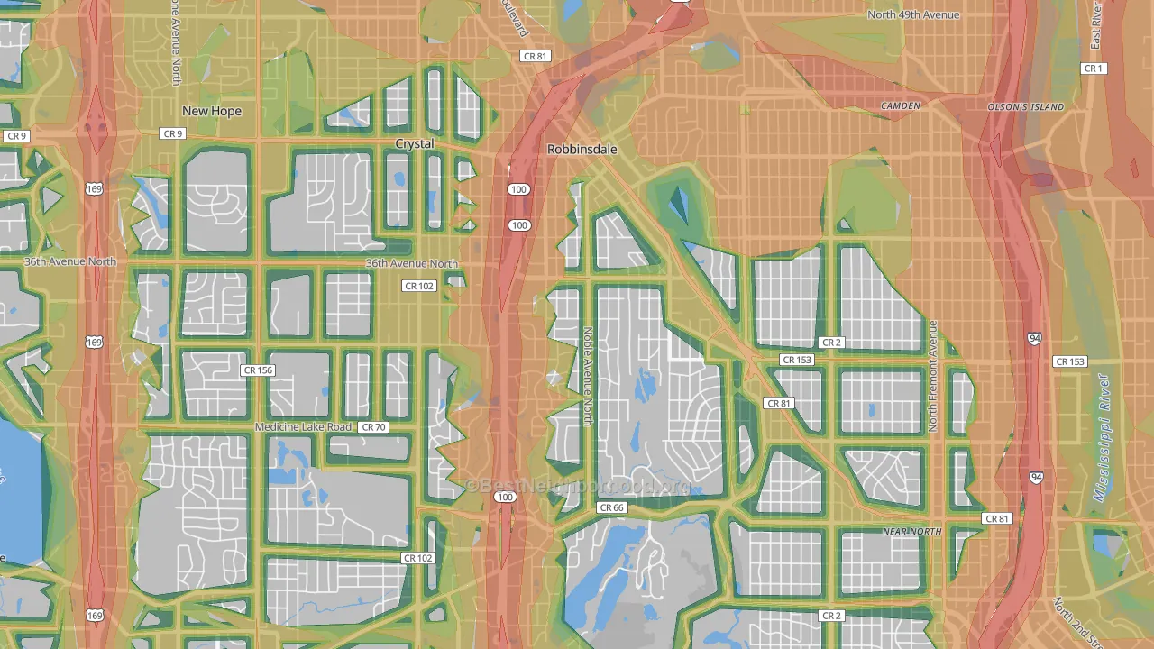 55422, MN Map of Noise Levels in 55422