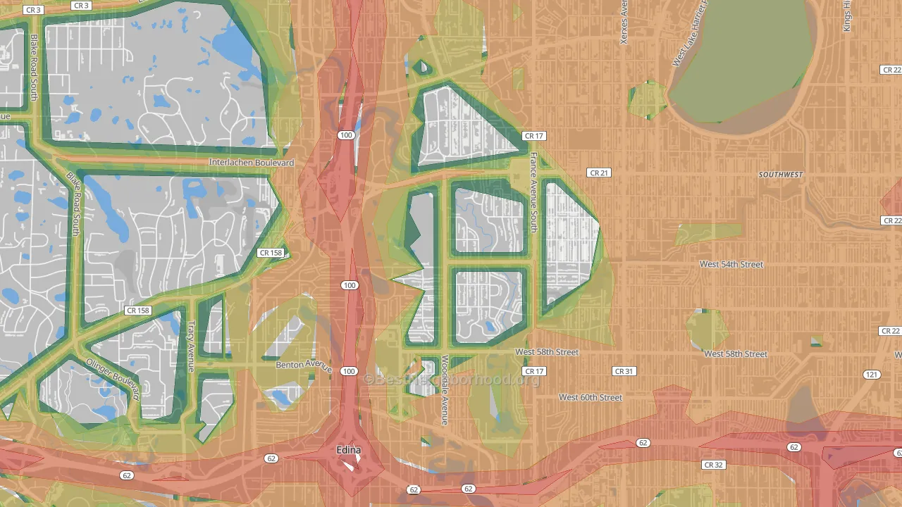 55424, MN Map of Noise Levels in 55424