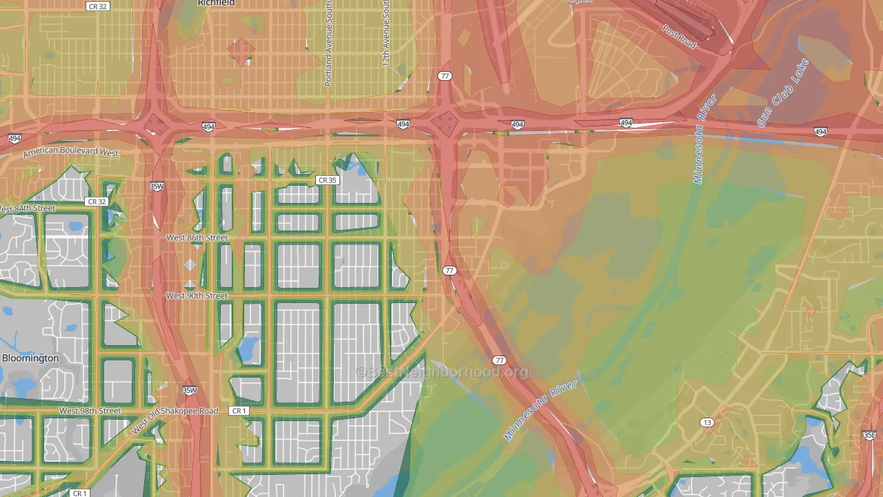 55425, MN Map of Noise Levels in 55425