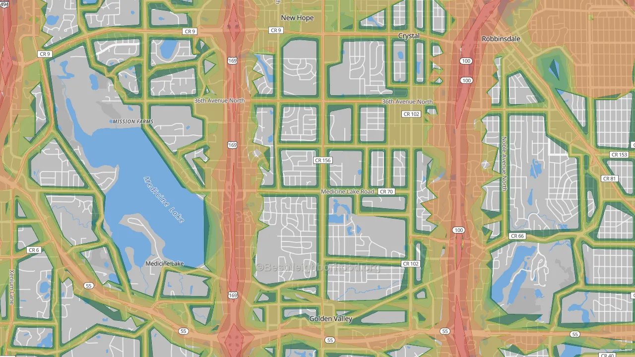 55427, MN Map of Noise Levels in 55427
