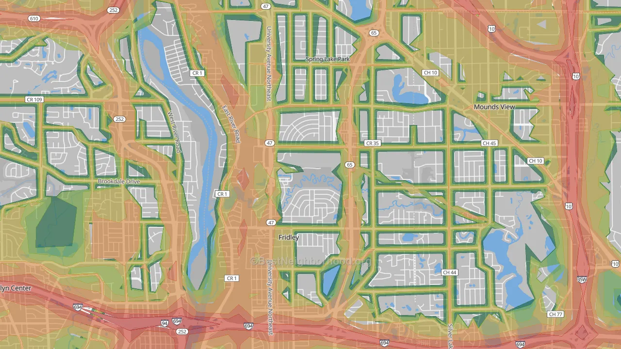 55432, MN Map of Noise Levels in 55432