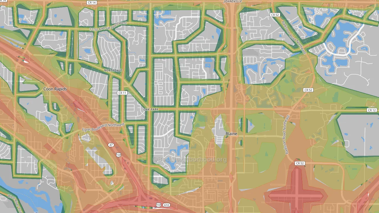 55434, MN Map of Noise Levels in 55434