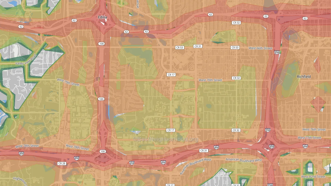 55435, MN Map of Noise Levels in 55435