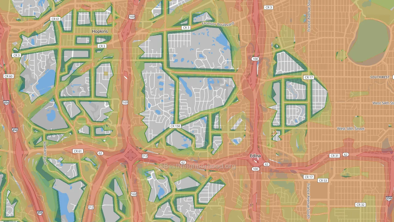 55436, MN Map of Noise Levels in 55436