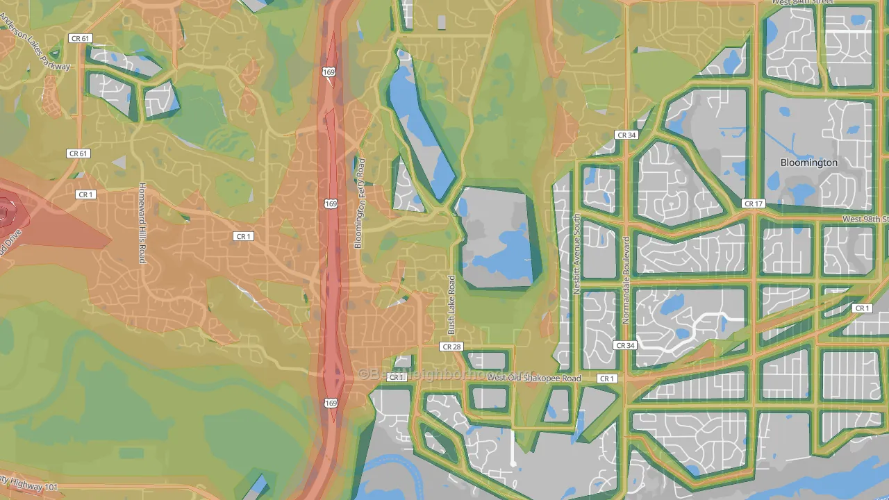 55438, MN Map of Noise Levels in 55438