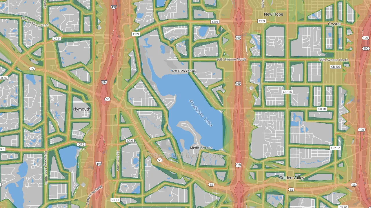 55441, MN Map of Noise Levels in 55441