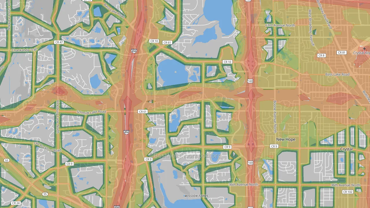 55442, MN Map of Noise Levels in 55442