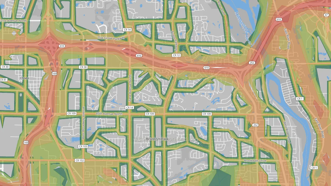 55443, MN Map of Noise Levels in 55443
