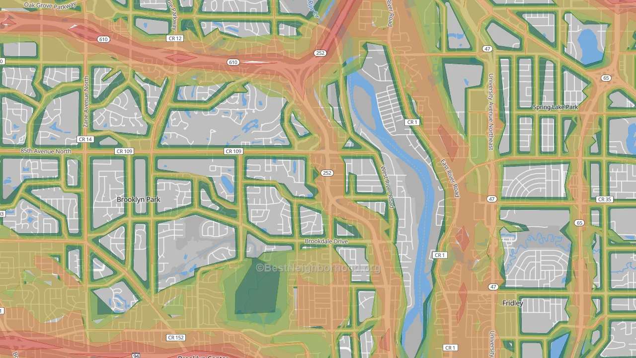 55444, MN Map of Noise Levels in 55444