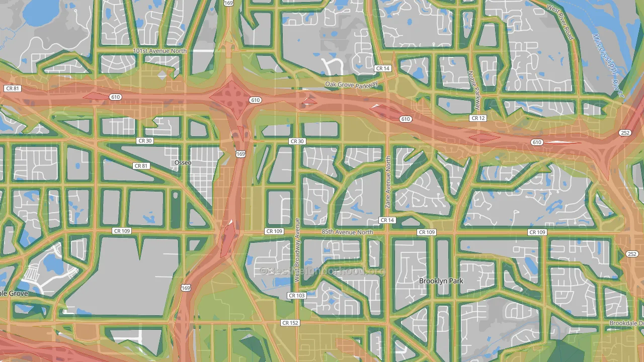 55445, MN Map of Noise Levels in 55445