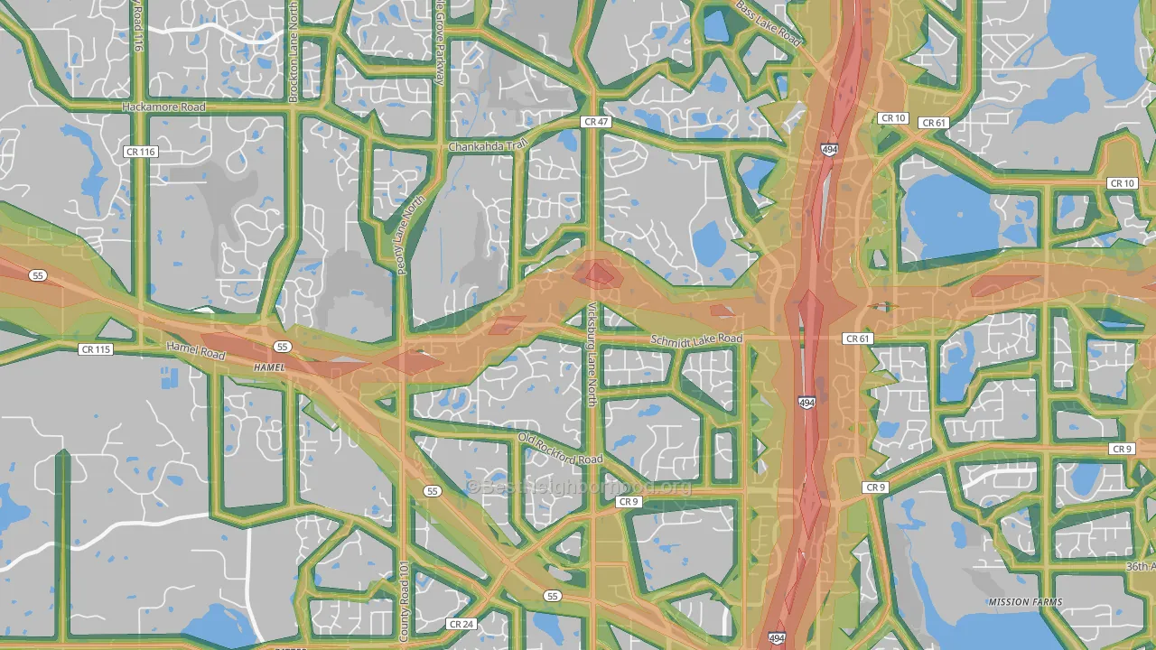 55446, MN Map of Noise Levels in 55446