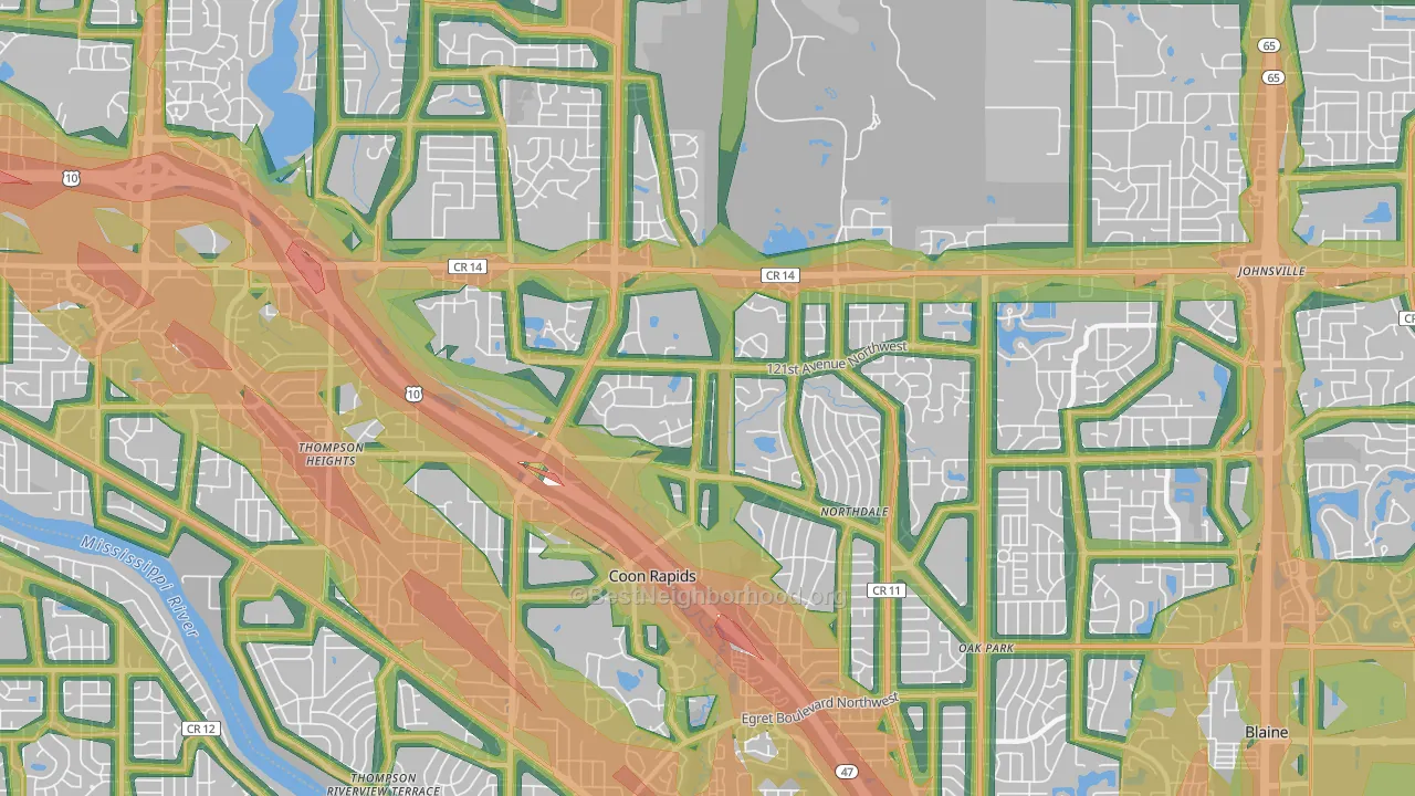 55448, MN Map of Noise Levels in 55448