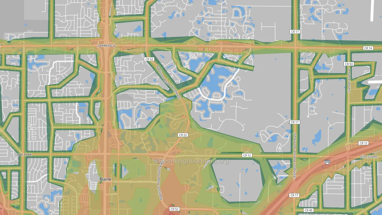 55449, MN Map of Noise Levels in 55449