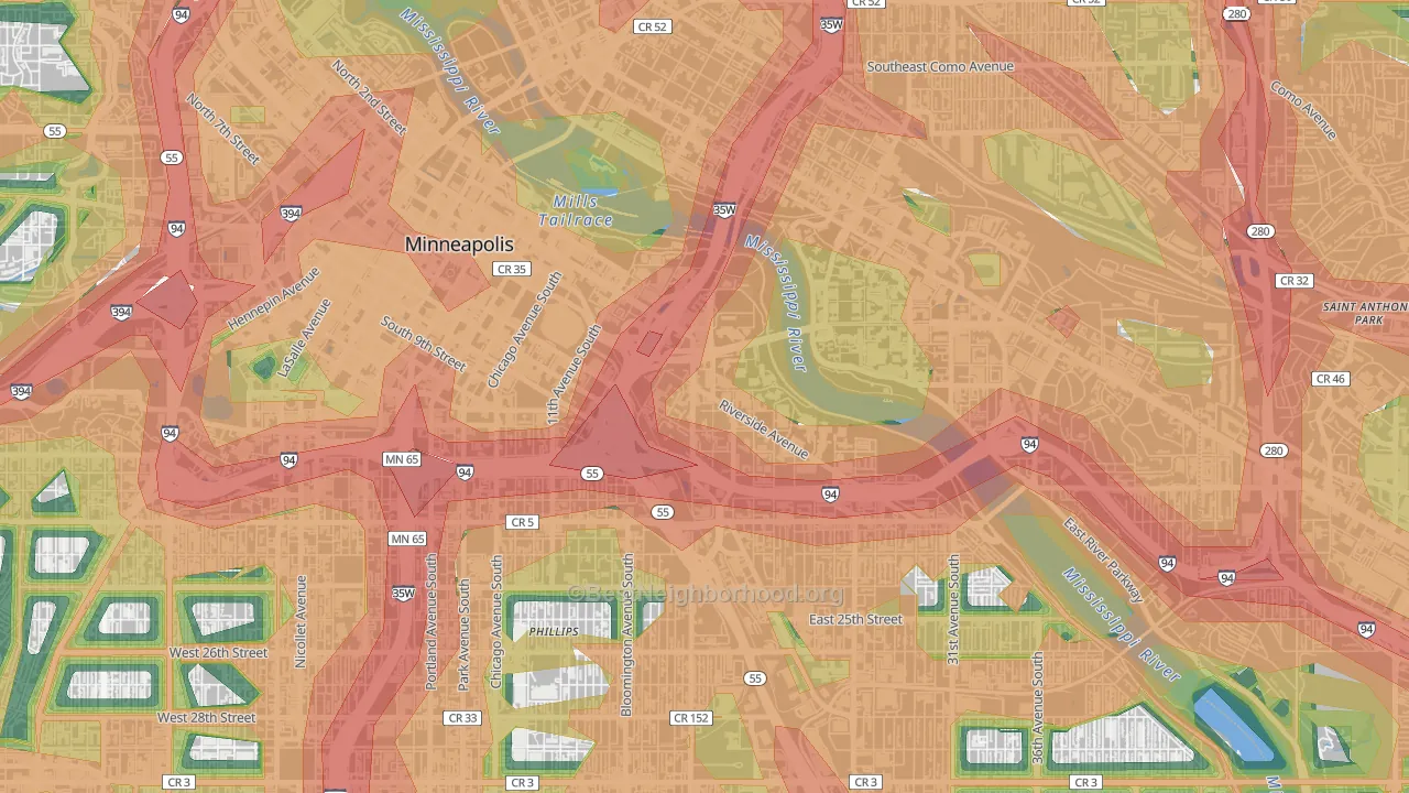 55454, MN Map of Noise Levels in 55454