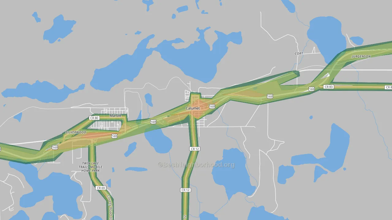 55716, MN Map of Noise Levels in 55716