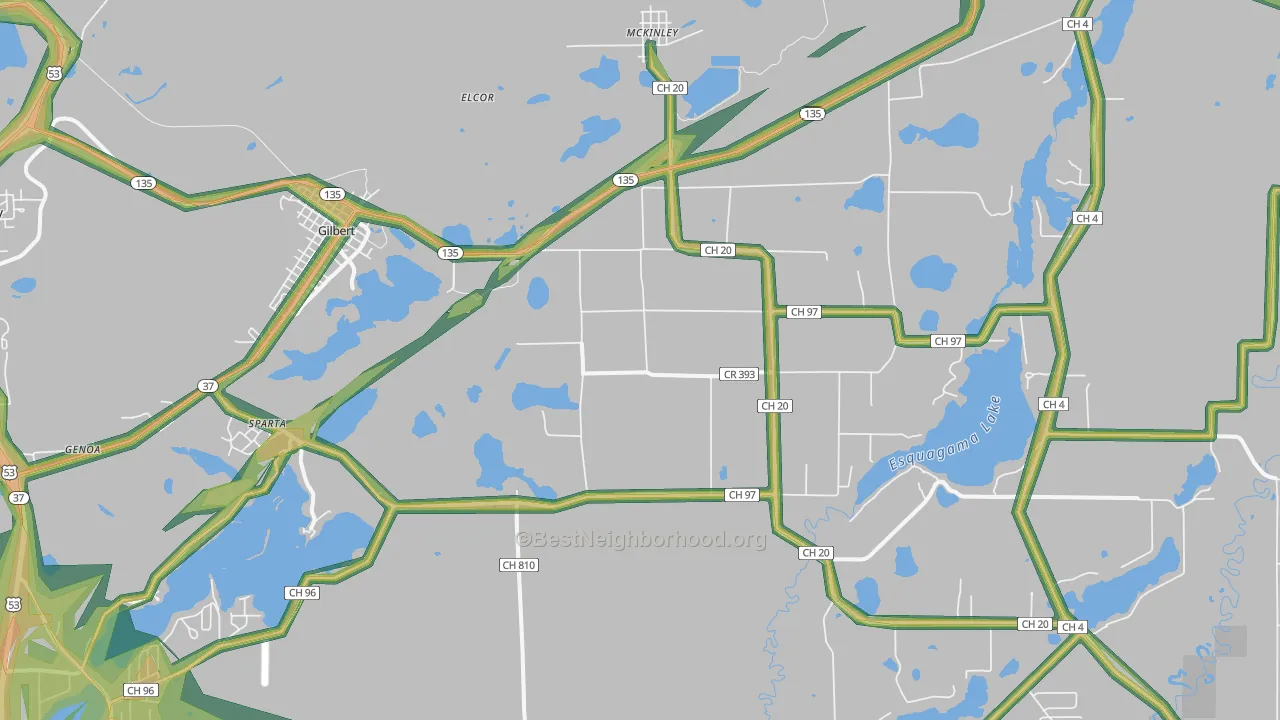 55741, MN Map of Noise Levels in 55741