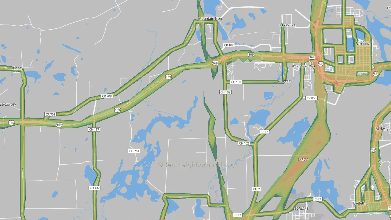 55768, MN Map of Noise Levels in 55768