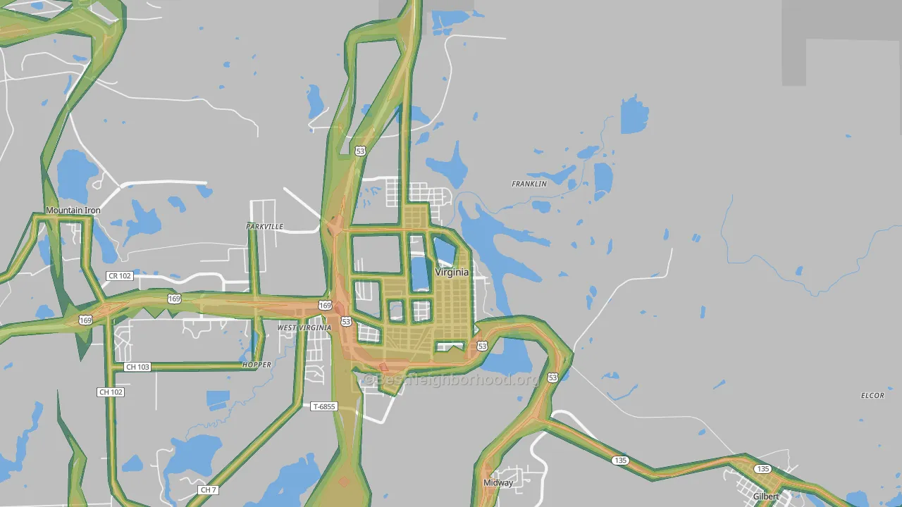 55792, MN Map of Noise Levels in 55792